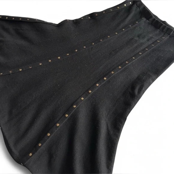 Vintage Rare Brass Riveted Slightly Flared Knit Mermaid Black Skirt - Picture 3 of 8